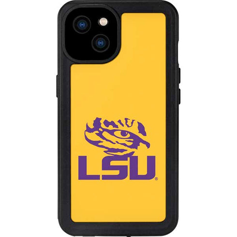 LSU Tiger Eye Logo Yellow iPhone 15 Plus Waterproof Case